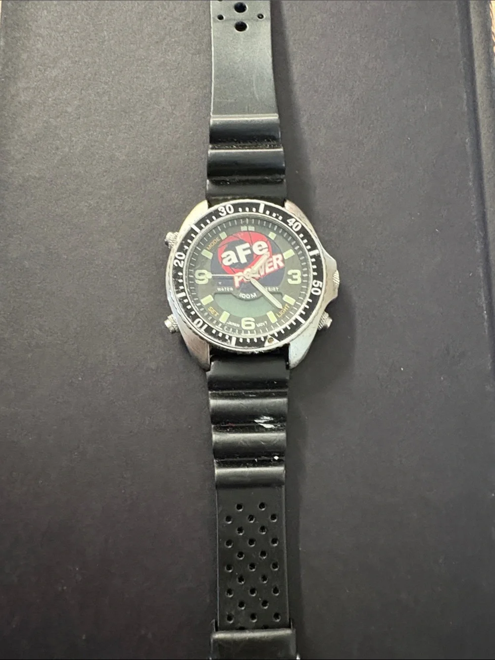 Black Sport Watch with Bold Logo Dial